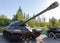 Saratov, Russia - August 16, 2018: Soviet heavy armored tank in Victory Park