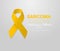 Sarcoma and Bone Cancer Awareness Calligraphy Poster Design. Realistic Yellow Ribbon. July is Cancer Awareness Month