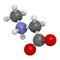 Sarcosine N-methylglycine molecule. 3D rendering. Atoms are represented as spheres with conventional color coding: hydrogen .