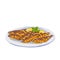 Sarde in saor, Italian food, isolated glass plate with dish, fried marinated sardines