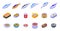 Sardine icons set isometric vector. Can fish