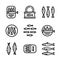 Sardine icons set outline vector