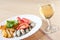 Sardine salad and wine healthy food