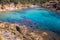 Sardinia beatifull beach crystal water with rock and tree