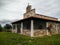 Sardinia. Gonnosfanadiga. Sanctuary of San Giacomo, St James, 21st century. Main facade with closed porch