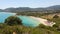 Sardinia. Italy. Cala Monte Turno Beach. Aerial View from Mountain.