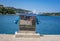 Sardinia, Italy May 26, 2018: Electricity and water station in yacht harbor Sardinia . Charging station for boats, electrical