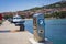 Sardinia, Italy May 26, 2018: Electricity and water station in yacht harbor Sardinia . Charging station for boats, electrical