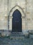 Sardinia. Mogoro. Church of the Madonna del Carmine, 14th century. north side portal in Aragonese Gothic architectural style