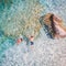 Sardinia Orosei coast Italy, people snorkling in the crystal clear ocean of Sardinia Italy