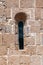 Sardinia. San Giovanni Suergiu. Palmas. Ancient Church of Santa Maria di Palmas, 11th century AD. Single lancet window of apse
