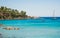 Sardinia turquoise water panoramic bay in Italy.