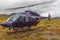 Sarek, Sweden - September 09, 2013: The helicopter takes off after landing passengers in the mountains. Sarek