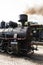 Sargan Vitasi, Serbia, July 17 2017: Detailed view of a smoking steam locomotive