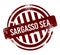 Sargasso Sea - red round grunge button, stamp