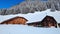 SARNEN, SWITZERLAND - FEBRUARY, 2023. Tourists at Alpine farm chalets