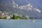 SARNICO, ITALY, 21 OCTOBER, 2018: Sarnico town seen from Paratico, the town from the opposite shore of Lake Iseo.