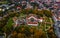 Sarvar, Hungary - Aerial panoramic view of the Castle of Sarvar Nadasdy castle with golden coloured trees and foliage