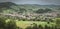 Saschiz village panorama. Vintage filter applied.