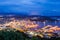 Sasebo downtown skyline at night, Nagasaki, Japan..