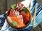 Sashimi Arrangement in a wooden bowl.