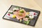 Sashimi Platter with Himalayan Rock Salt, Premium Sashimi garnished with edible flowers