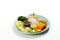 sashimi set, Japanese food. sushi restoran menu. Japanese seafood. sashimi set on plate with cucumber and salad