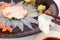 Sashimi thread-sail filefish with liver, Japanese food