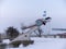 SASOVO, RUSSIA - FEBRUARY 09, 2018: Airplane yak-18 on a pedestal at the airport on February 09, 2018 in Moscow, Russia