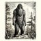 Sasquatch Noir: A Dark And Detailed 32k Uhd Engraving Of Historical Illustrations