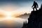 Sasquatch silhouette standing on cliff ledge