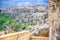 Sassi di Matera blurred view of historical centre Sasso Caveoso of old ancient town with rock cave houses