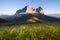 Sassolungo mountain peaks at sunrise