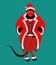 Satan Santa Krampus. Claus red demon with horns. Christmas monster for bad children and bullies. folklore evil. Devil with beard