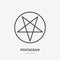 Satanic pentacle flat line icon. Pentagram sign. Thin linear logo for neopaganism religion