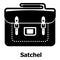 Satchel bag icon, simple black style