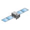 Satellite artificial communication wireless technology GPS . Spacecraft with solar panels and antenna plate. Vector