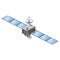 Satellite artificial communication wireless technology GPS . Spacecraft with solar panels. Vector illustration isolated