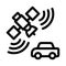 Satellite connection with car icon vector outline illustration