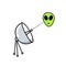 Satellite dish and alien doodle icon