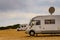 Satellite dish on roof of caravan