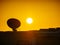 Satellite dish on roof of caravan