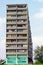 Satellite dishes on the facade of a tower block