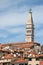 Satellite dishes roofs houses in Rovinj, Croatia