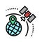 satellite earth location pin color icon vector illustration