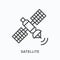 Satellite flat line icon. Vector outline illustration of space station. GPS signal thin linear pictogram