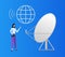 Satellite and Globe Icon, User Woman Digital Set