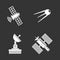 Satellite icon set grey vector