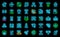 Satellite Internet icons set vector neon