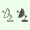 Satellite observation dish line and solid icon. Aerials Parabolic antenna outline style pictogram on white background